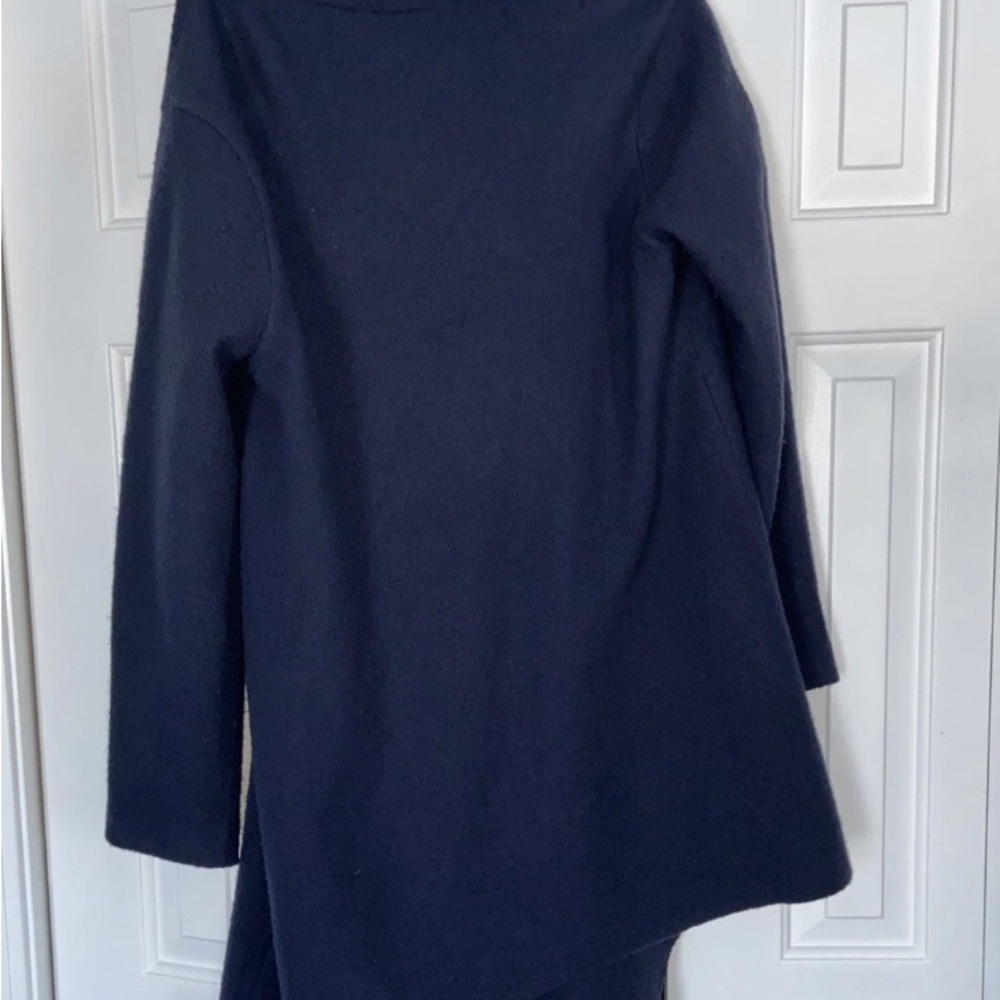 Garnet Hill Women’s Asymmetrical Boiled Wool Coat Navy Blue Relaxed Fit 10-Reg - Picture 3 of 7
